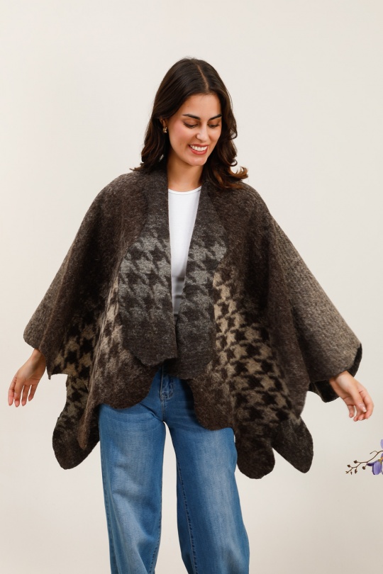 Mantelle e poncho Donna Brown LA MAISON DES FIBRES NATURELLES 8009 #c Efashion Paris