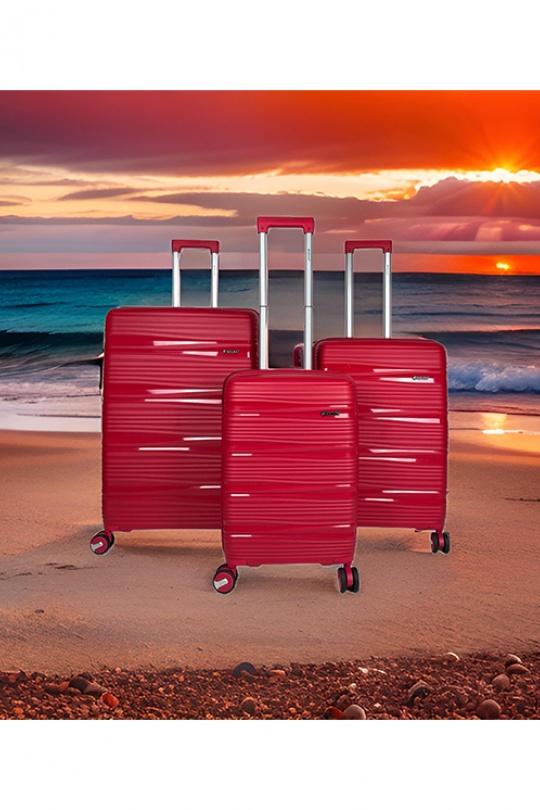 Valigie Borse Red kiss Helios Bagages COAST, LOT DE 3 VALISES EN POLYPROPYLÈNE. (HLS-26) (R) #c Efashion Paris