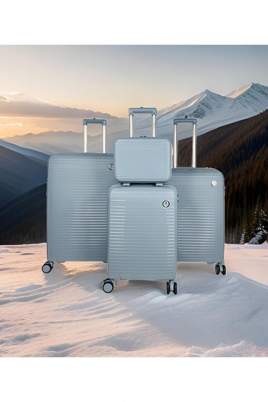 Valigie Borse Baby Blue Helios Bagages DAWN, LOT DE 3 VALISES AVEC VANITY EN POLYPROPYLÈNE. (HLS-28) (B) #c Efashion Paris