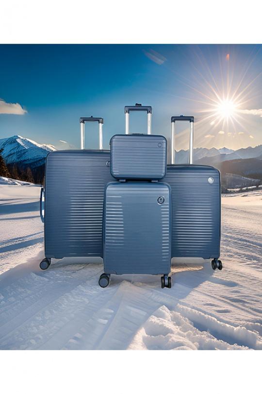 Valigie Borse Marine blue Helios Bagages DAWN, LOT DE 3 VALISES AVEC VANITY EN POLYPROPYLÈNE. (HLS-28) (NA) #c Efashion Paris
