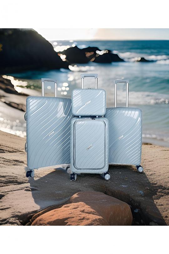 Valigie Borse Baby Blue Helios Bagages SOLARIS, LOT DE 3 VALISES AVEC POCHE ORDINATEUR ET VANITY EN PP. (HLS-356) (LB) #c Efashion Paris