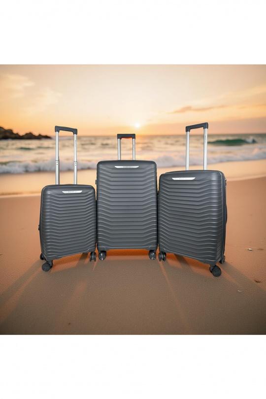 Valigie Borse Charcoal grey Helios Bagages HELIOS, LOT DE 3 VALISES EN POLYPROPYLÈNE AVEC SOUFFLET EXTENSIBLE. (HLS-03)G-25 #c Efashion Paris