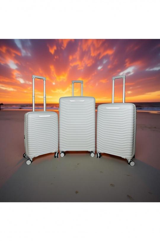 Valigie Borse Light-grey Helios Bagages HELIOS, LOT DE 3 VALISES EN POLYPROPYLÈNE AVEC SOUFFLET EXTENSIBLE. (HLS-03)S-25 #c Efashion Paris