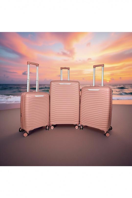 Valigie Borse Coral pink Helios Bagages HELIOS, LOT DE 3 VALISES EN POLYPROPYLÈNE AVEC SOUFFLET EXTENSIBLE. (HLS-03)RG-25 #c Efashion Paris