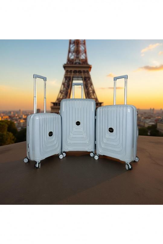 Valigie Borse Pastel blue Helios Bagages NAÏADES, LOT DE 3 VALISES EN POLYPROPYLÈNE AVEC SOUFFLET EXTENSIBLE. (HLS-788) GB #c Efashion Paris