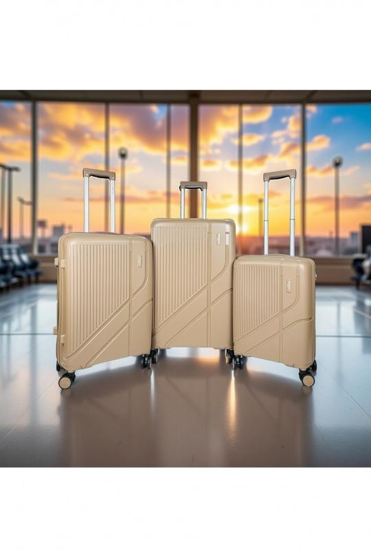 Valigie Borse Coffee Helios Bagages FLIGHT, LOT DE 3 VALISES EN POLYPROPYLÈNE. (HLS-63) CH #c Efashion Paris