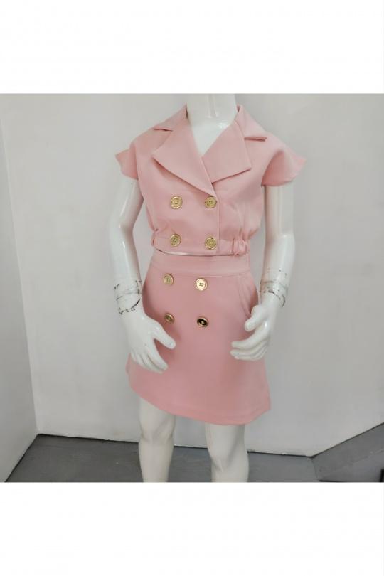 CHICAPRIE Ensemble Fille Veste Et Jupe Style Tweed