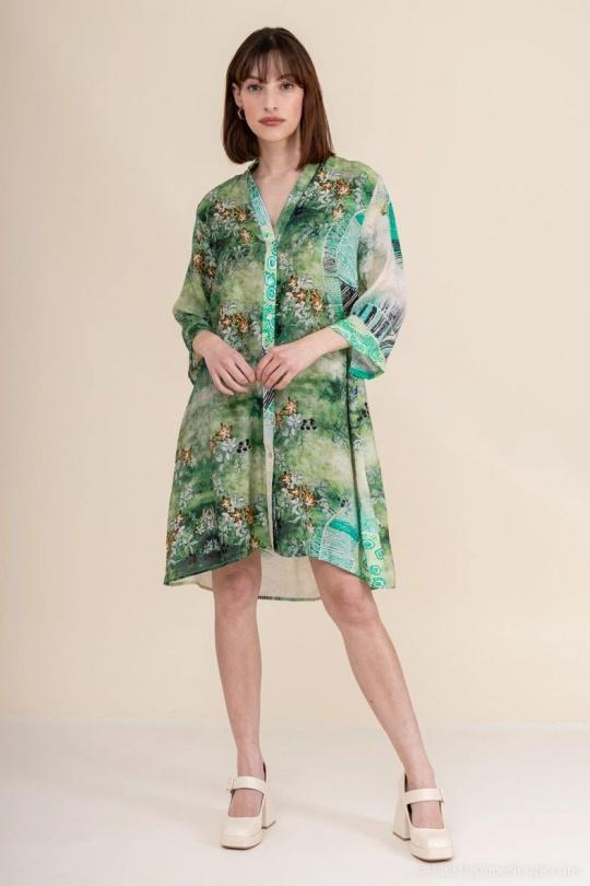 Robes mi-longues Femme Vert Vegas 600550 #c Efashion Paris