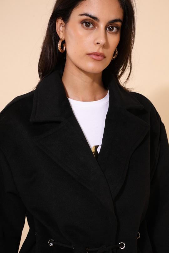 Manteaux Femme Noir Daphnea 5191 Efashion Paris