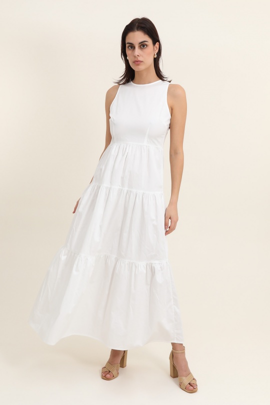 Robes longues Femme Blanc Daphnea 5310 Efashion Paris