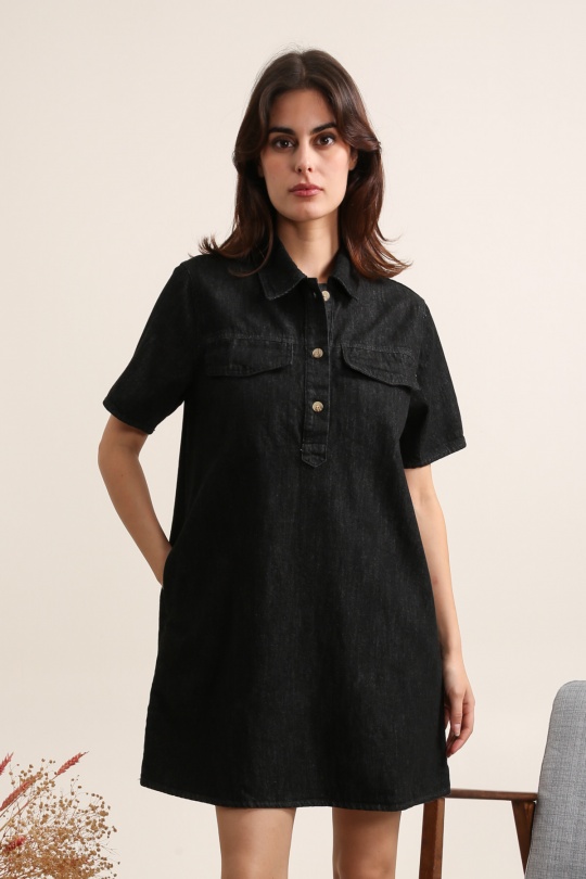 Robes courtes Femme Noir Daphnea 5381 Efashion Paris