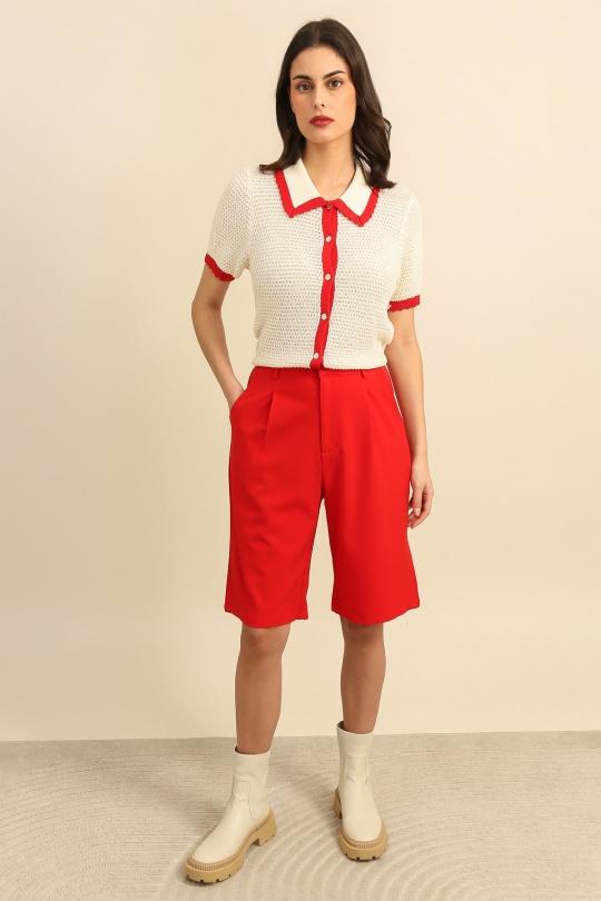 Shorts Femme Rouge Daphnea 32181 Efashion Paris