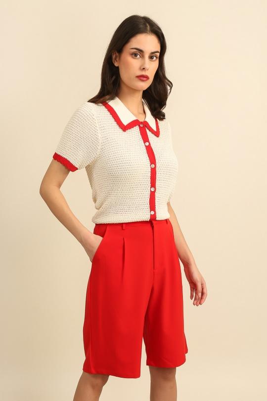 Shorts Femme Rouge Daphnea 32181 Efashion Paris