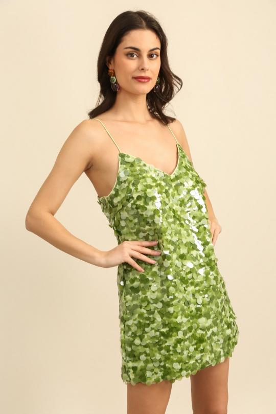 Robes courtes Femme Vert Daphnea 6008 Efashion Paris