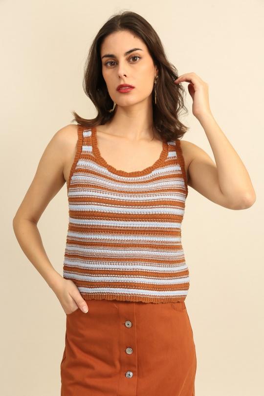 Camisetas sin mangas Mujer Yellow Daphnea A1599 Efashion Paris