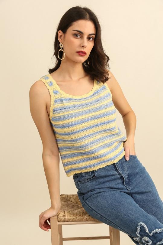 Camisetas sin mangas Mujer Yellow Daphnea A1599 Efashion Paris