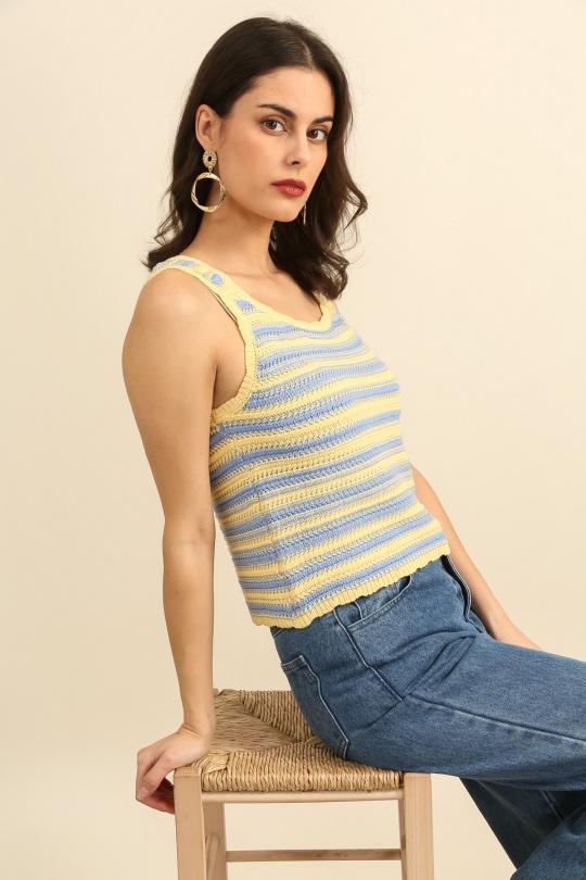 Camisetas sin mangas Mujer Yellow Daphnea A1599 Efashion Paris