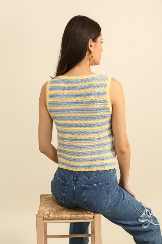 Camisetas sin mangas Mujer Yellow Daphnea A1599 Efashion Paris
