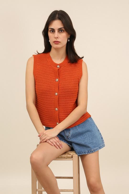 Gilets Femme Rouille Daphnea A1581 Efashion Paris