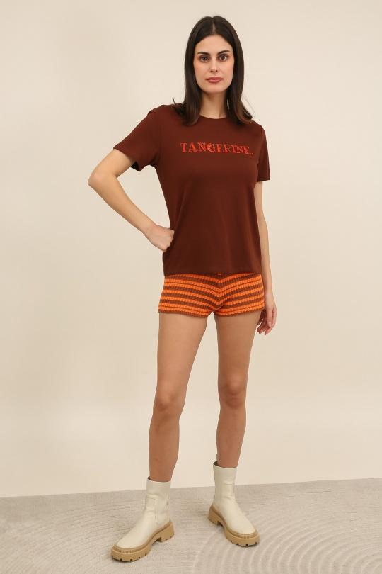 Shorts Women Orange Daphnea A1595 Efashion Paris