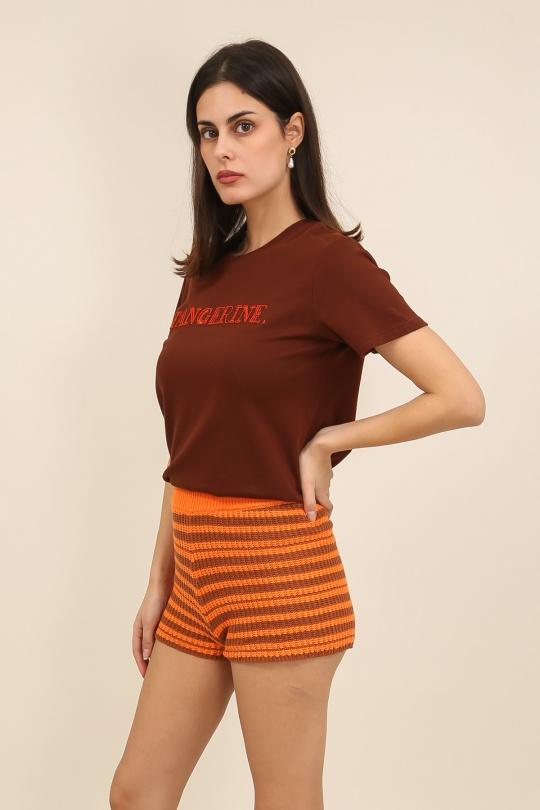 Shorts Women Orange Daphnea A1595 Efashion Paris