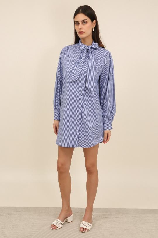 Robes courtes Femme Bleu Daphnea 6061 Efashion Paris