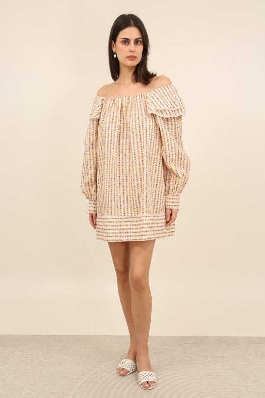 Robes courtes Femme Beige Daphnea 6072 Efashion Paris