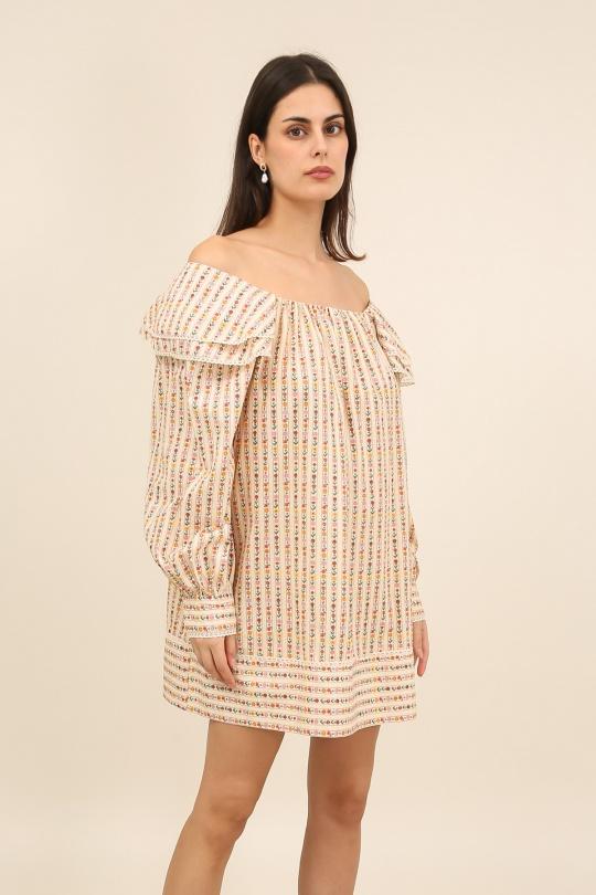 Robes courtes Femme Beige Daphnea 6072 Efashion Paris