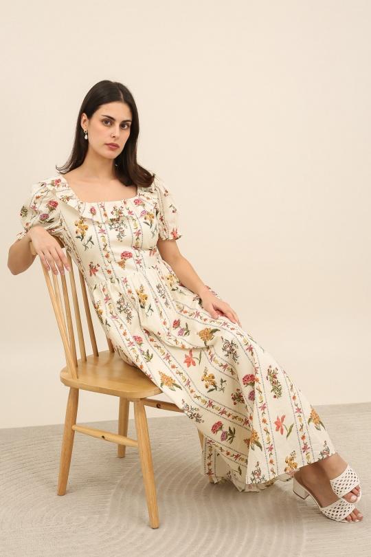 Robes longues Femme Beige Daphnea 6076 Efashion Paris