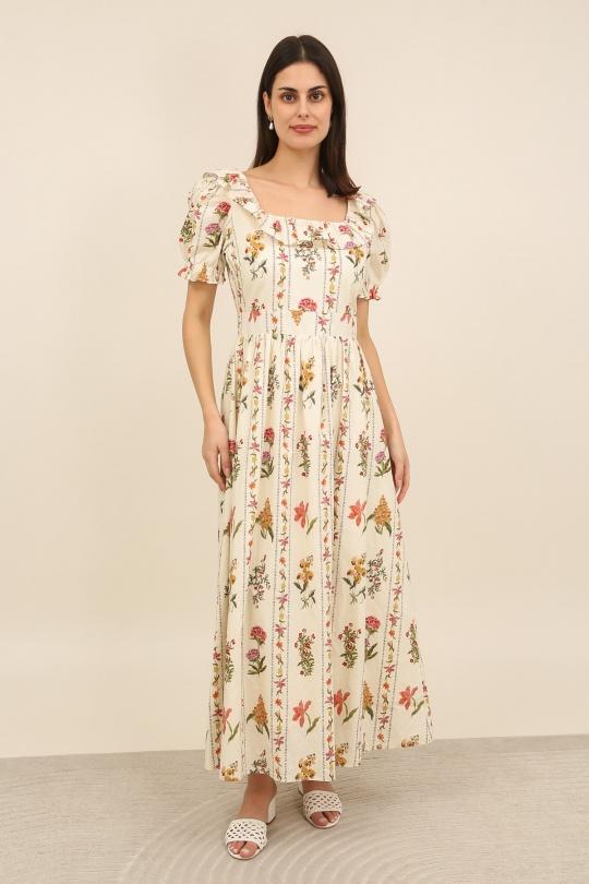 Robes longues Femme Beige Daphnea 6076 Efashion Paris