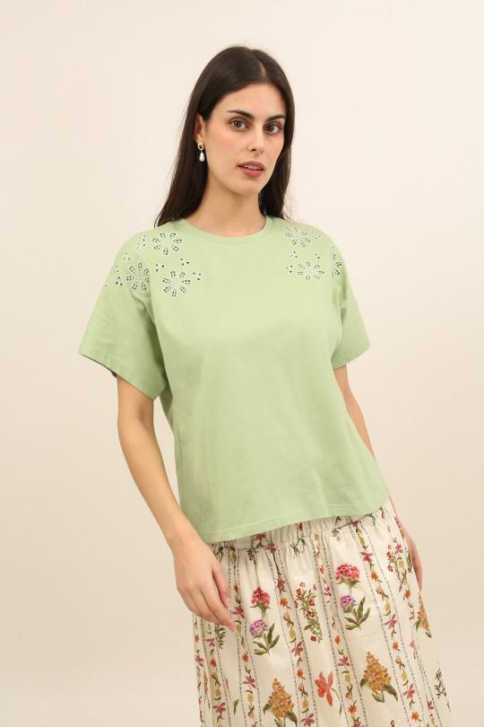 T-shirts Femme Vert Daphnea 32190 Efashion Paris