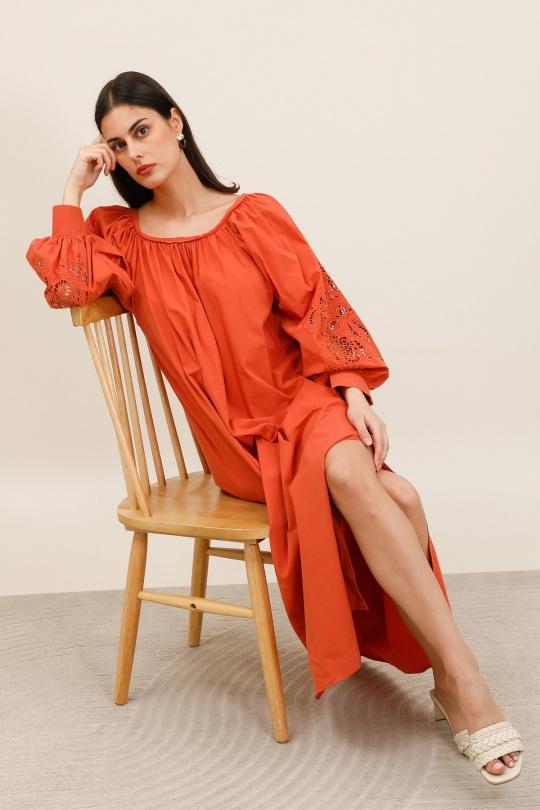 Robes longues Femme Rouille Daphnea 6080 Efashion Paris