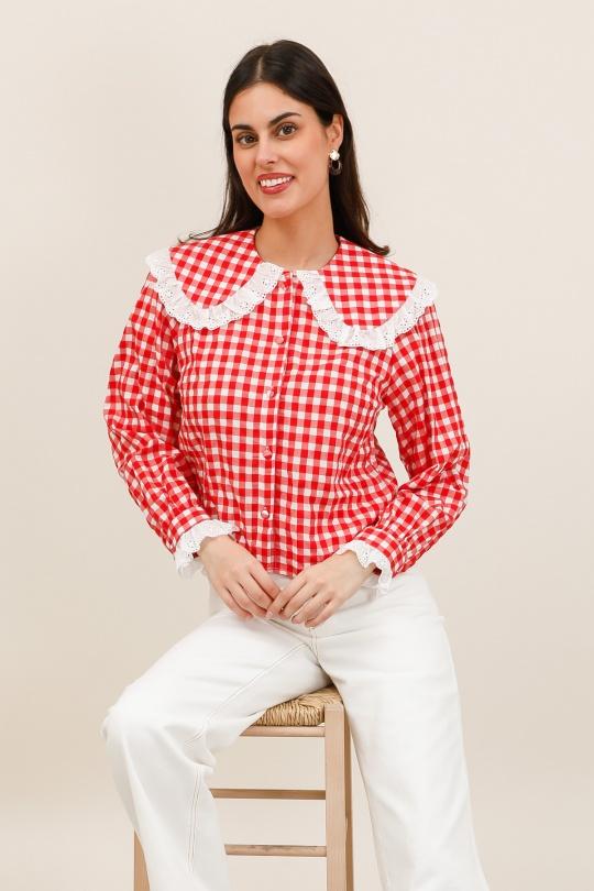 Chemises Femme Rouge Daphnea 6081 Efashion Paris