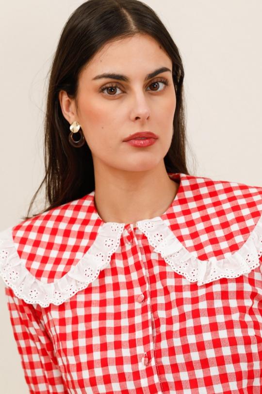 Chemises Femme Rouge Daphnea 6081 Efashion Paris