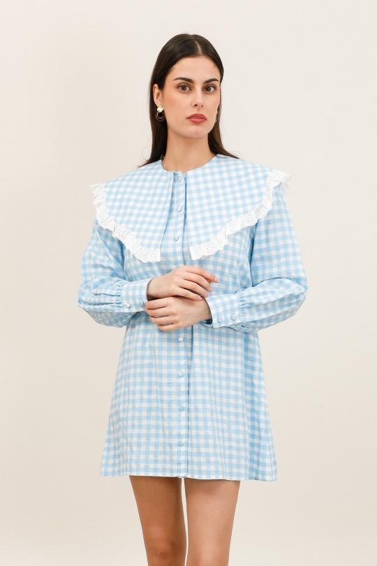 Robes courtes Femme Bleu ciel Daphnea 6082 Efashion Paris