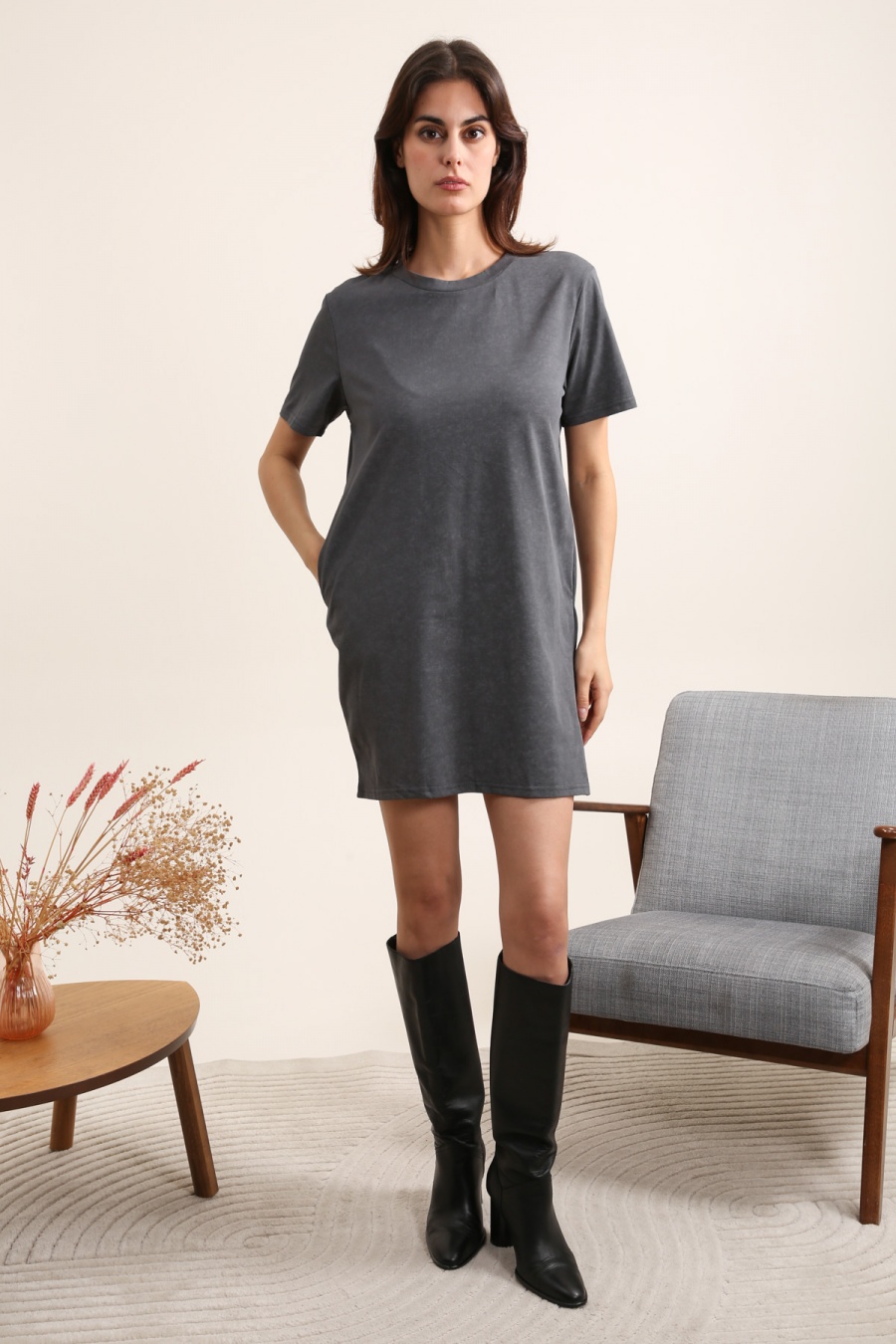 Robes courtes Femme Gris foncé Daphnea 31883 #c Efashion Paris