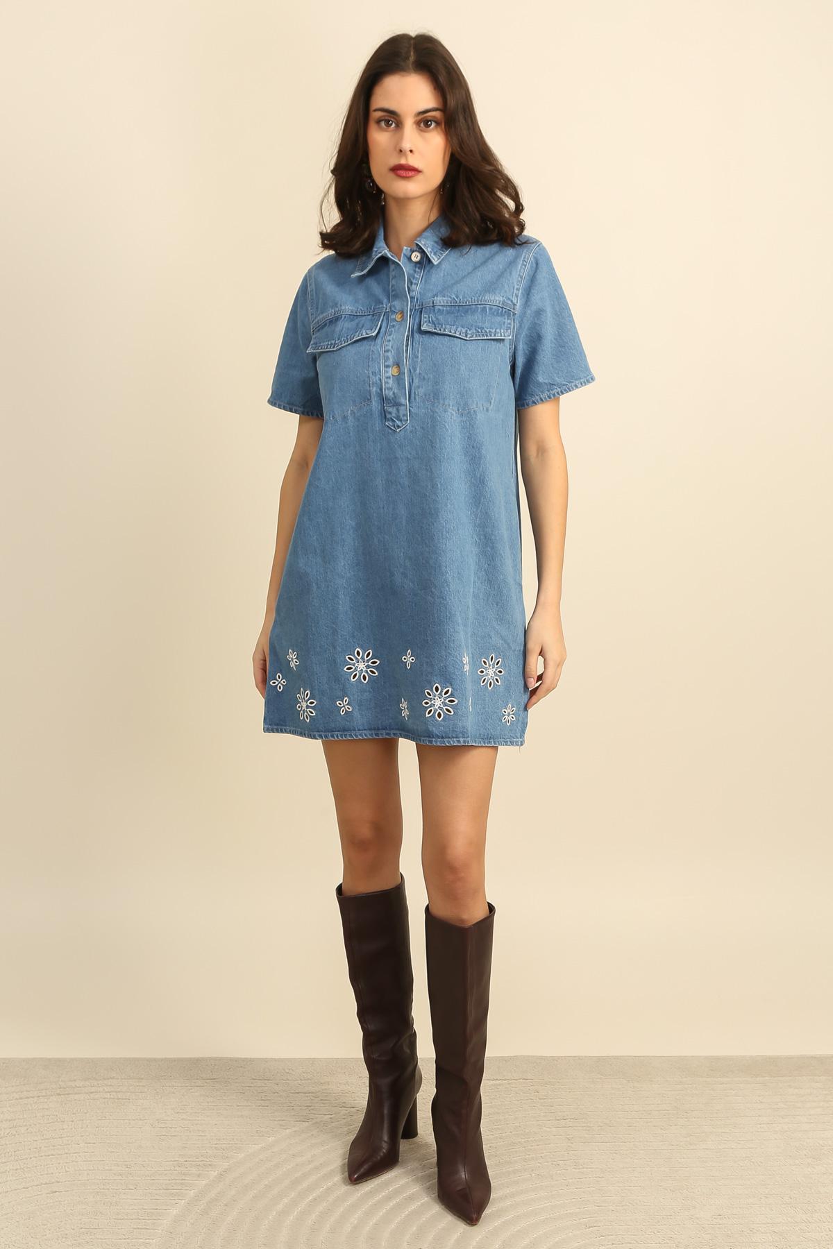 Robes courtes Femme Bleu clair Daphnea 6056 #c Efashion Paris