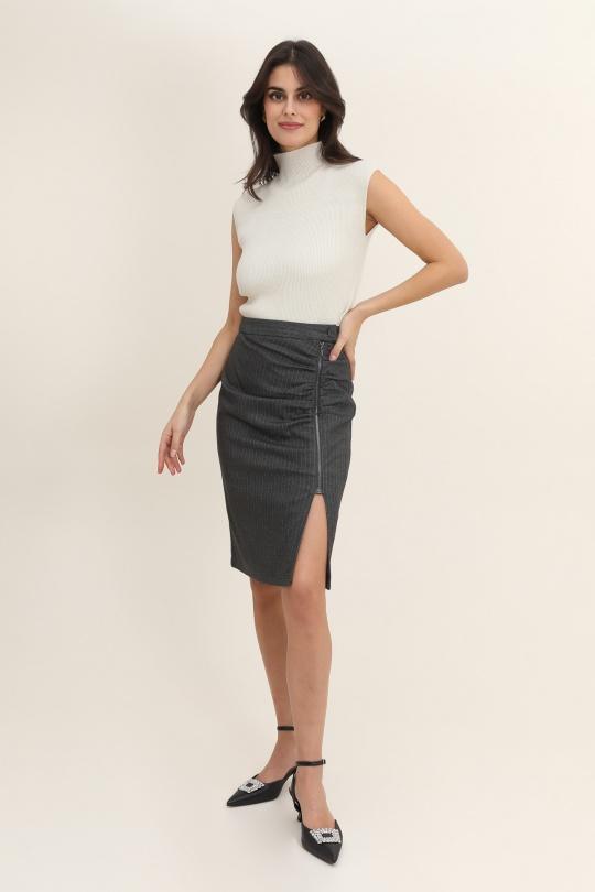 Skirts Women Grey Lulumary SK848 Efashion Paris