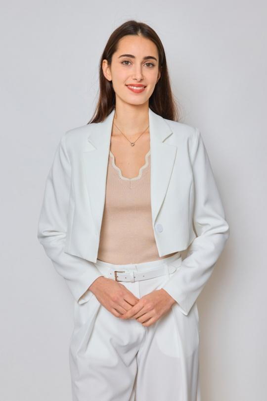 Vestes  Femme Blanc Lulumary V298 Efashion Paris