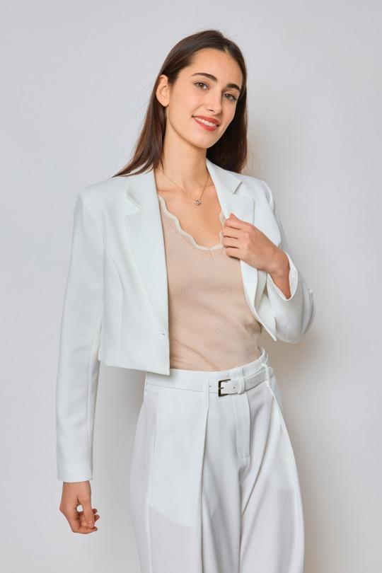 Vestes  Femme Blanc Lulumary V298 Efashion Paris