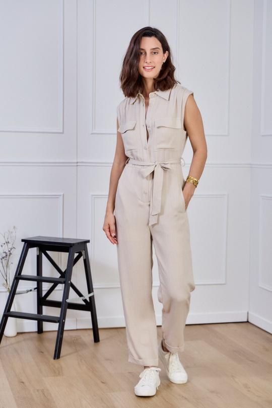 Jumpsuits Women Beige Lulumary CM11 Efashion Paris