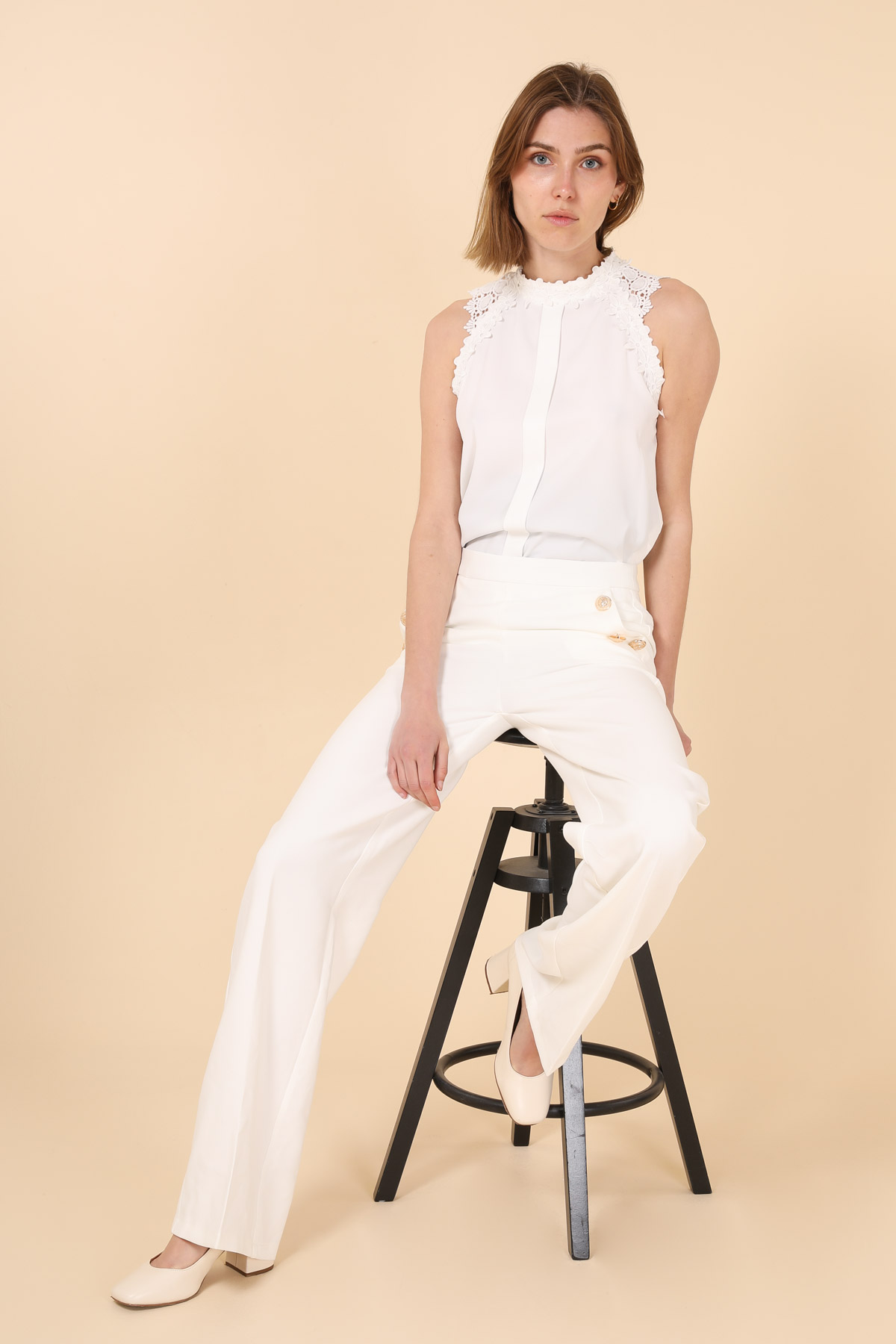 Pantalons Femme Blanc Lulumary P868 #c Efashion Paris