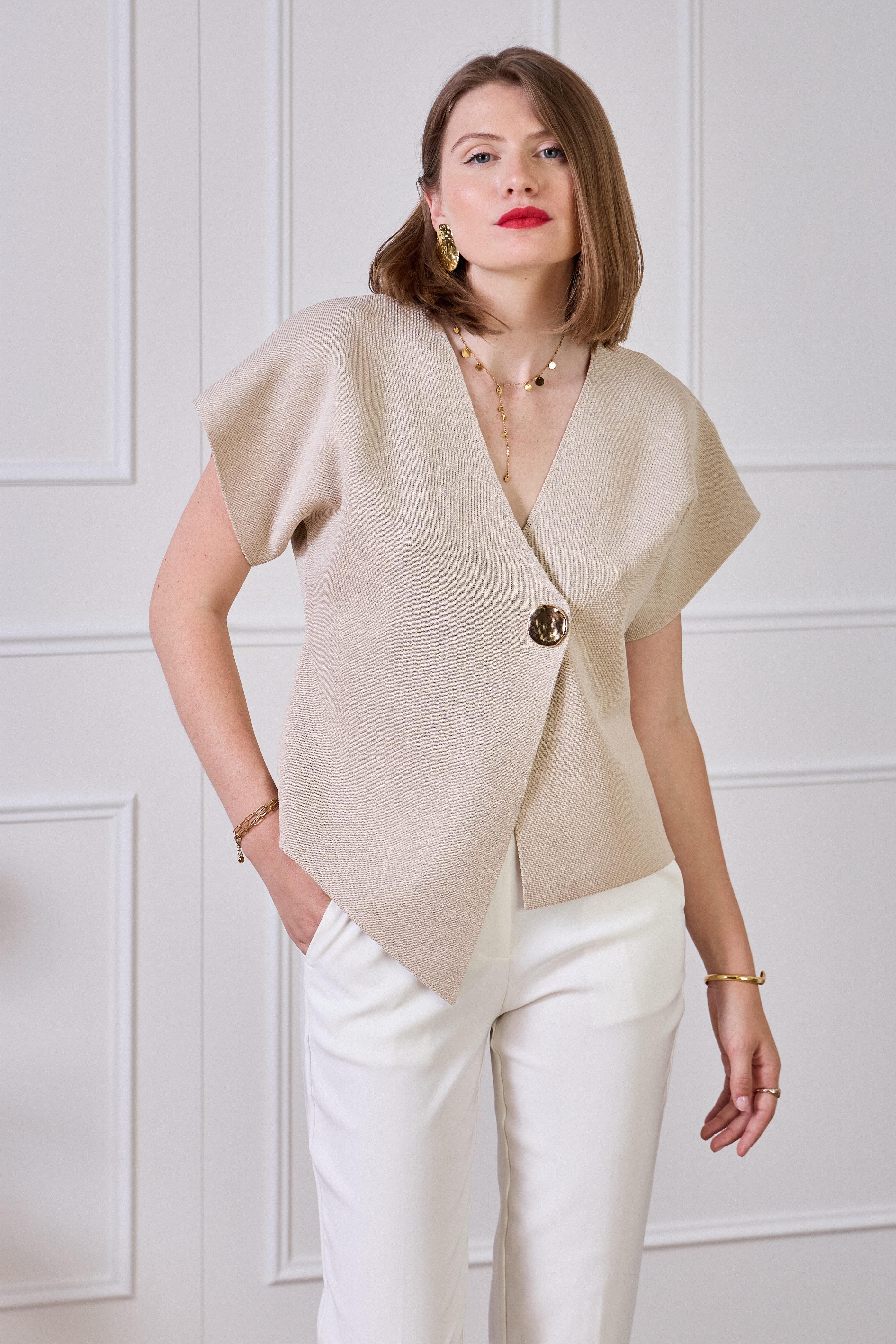 Gilets Femme Beige Lulumary H724 #c Efashion Paris
