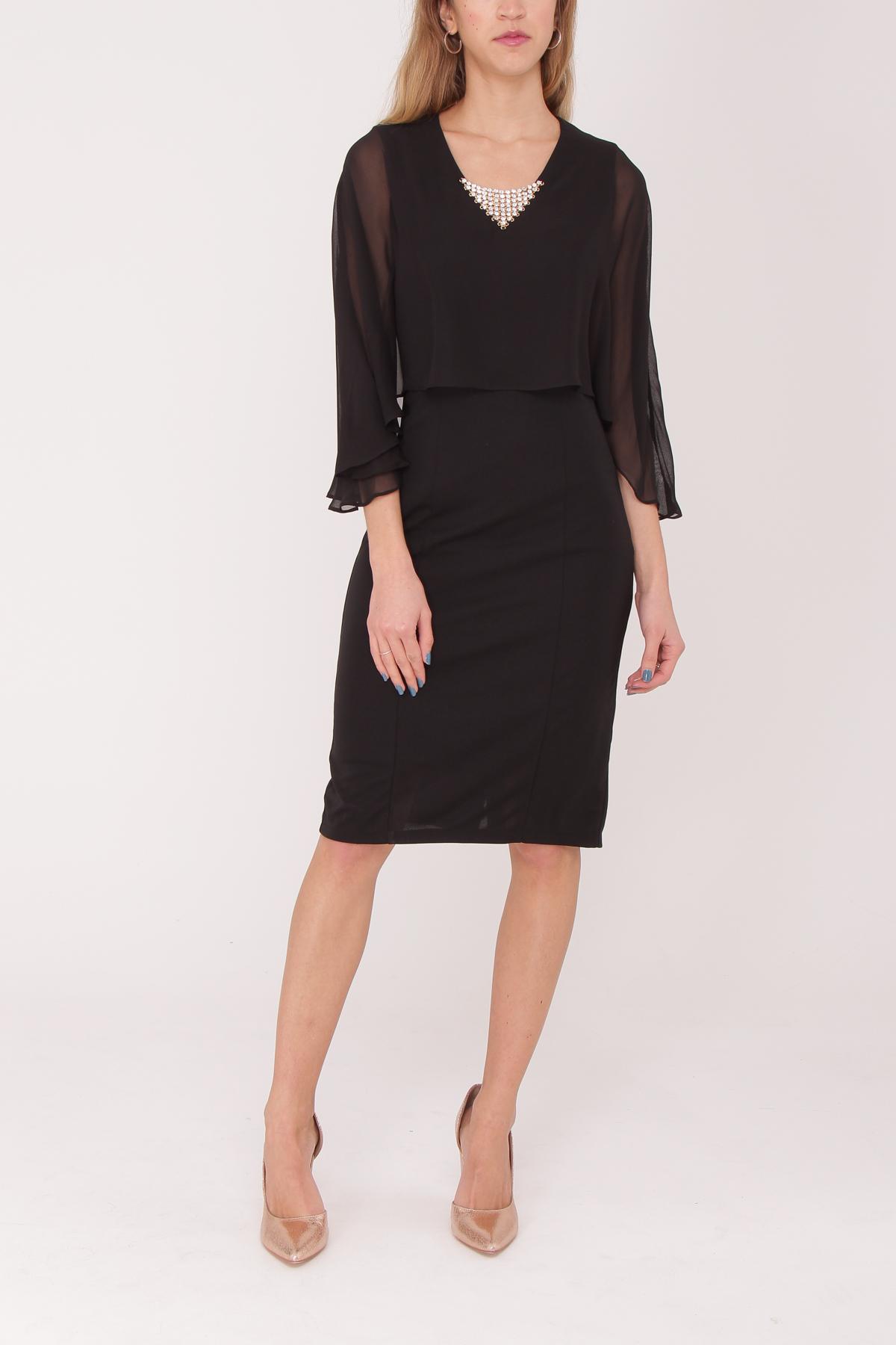 Vestidos a media pierna Mujer Black Ashwi ASM-1701 #c Efashion Paris
