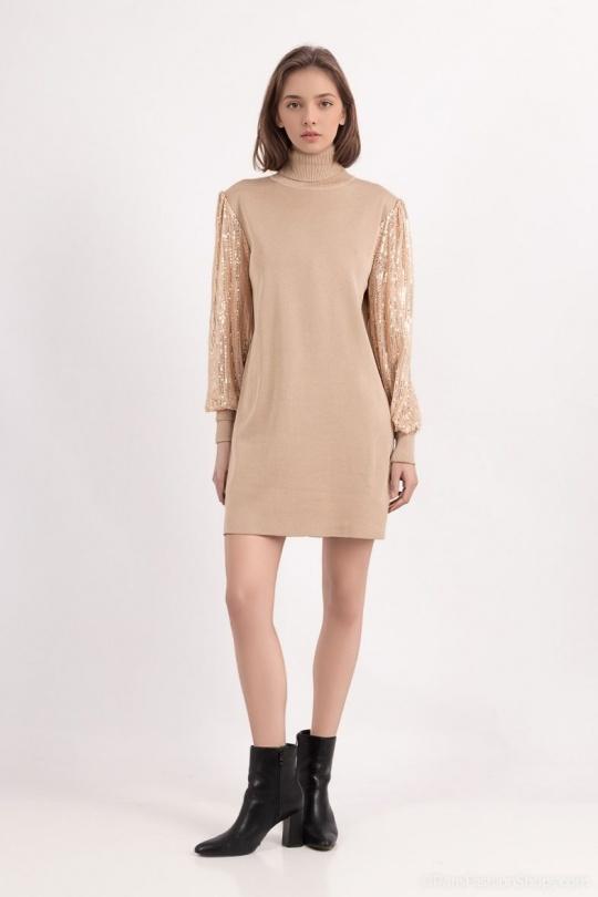 Robes courtes Femme Beige L8 6660 Efashion Paris