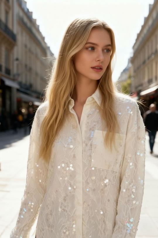 Chemises Femme Crème L8 6587 Efashion Paris