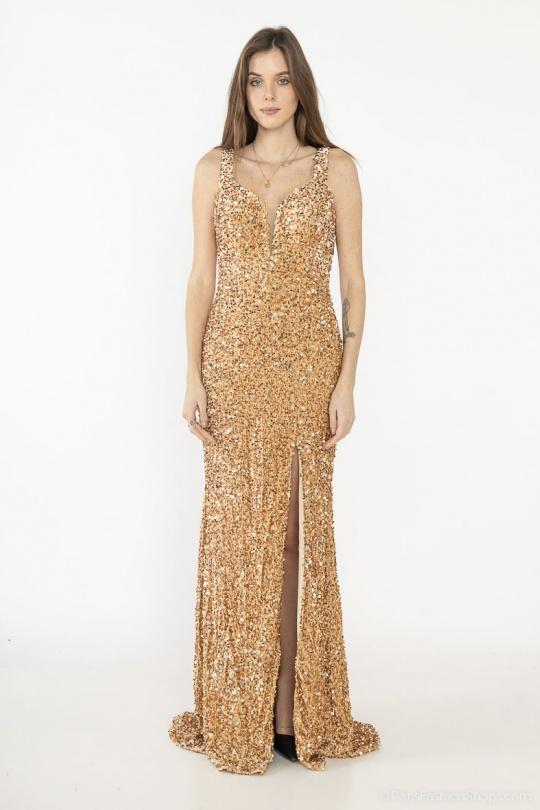 Robes de soirée Femme Dorée Alice Desir R0284 Efashion Paris