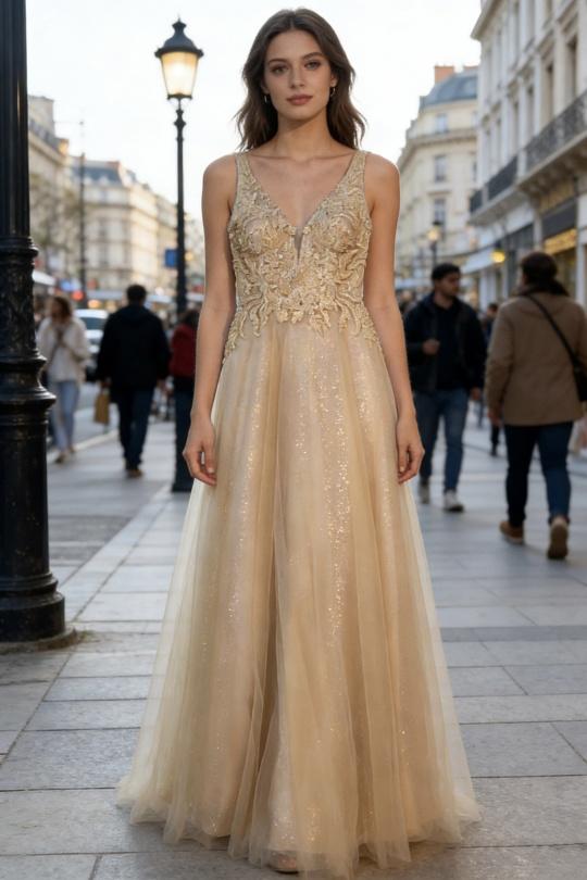 Robes de soirée Femme Beige Alice Desir R0712 Efashion Paris