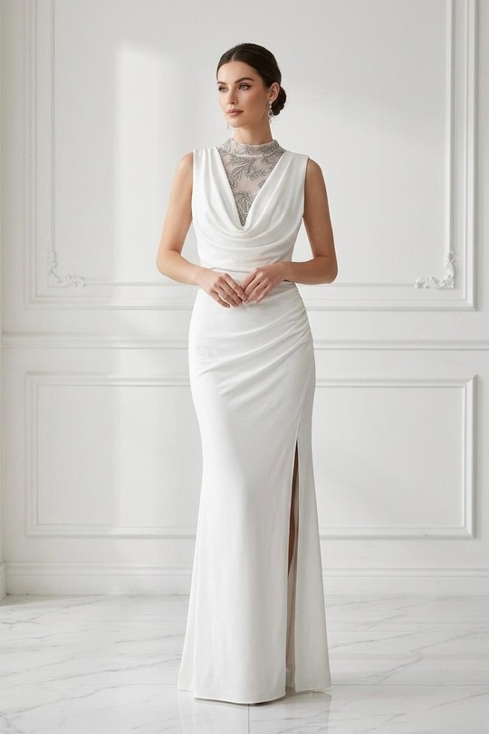 Robes de soirée Femme Beige Alice Desir 6831 Robes longue Efashion Paris