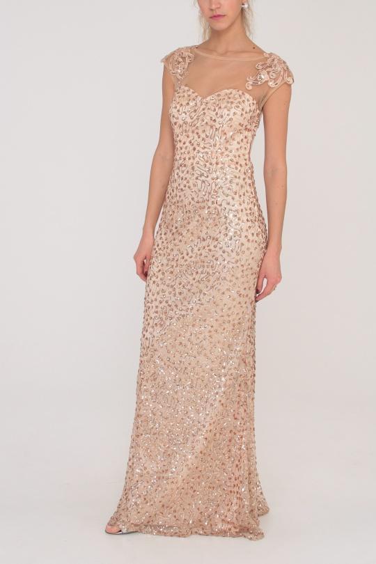 Robes de soirée Femme Beige/Or Alice Desir R0332 Efashion Paris